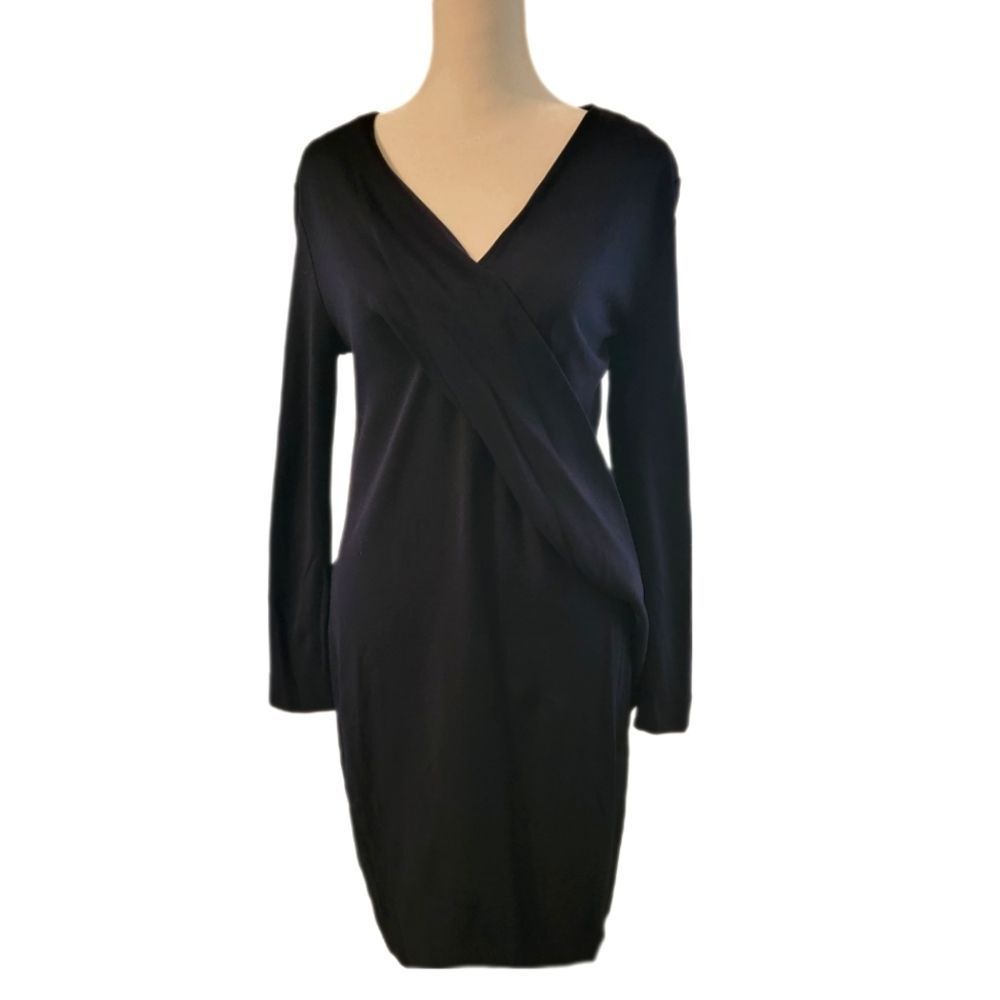 COS Faux Wrap Longsleeve Navy Blue Sheath Dress